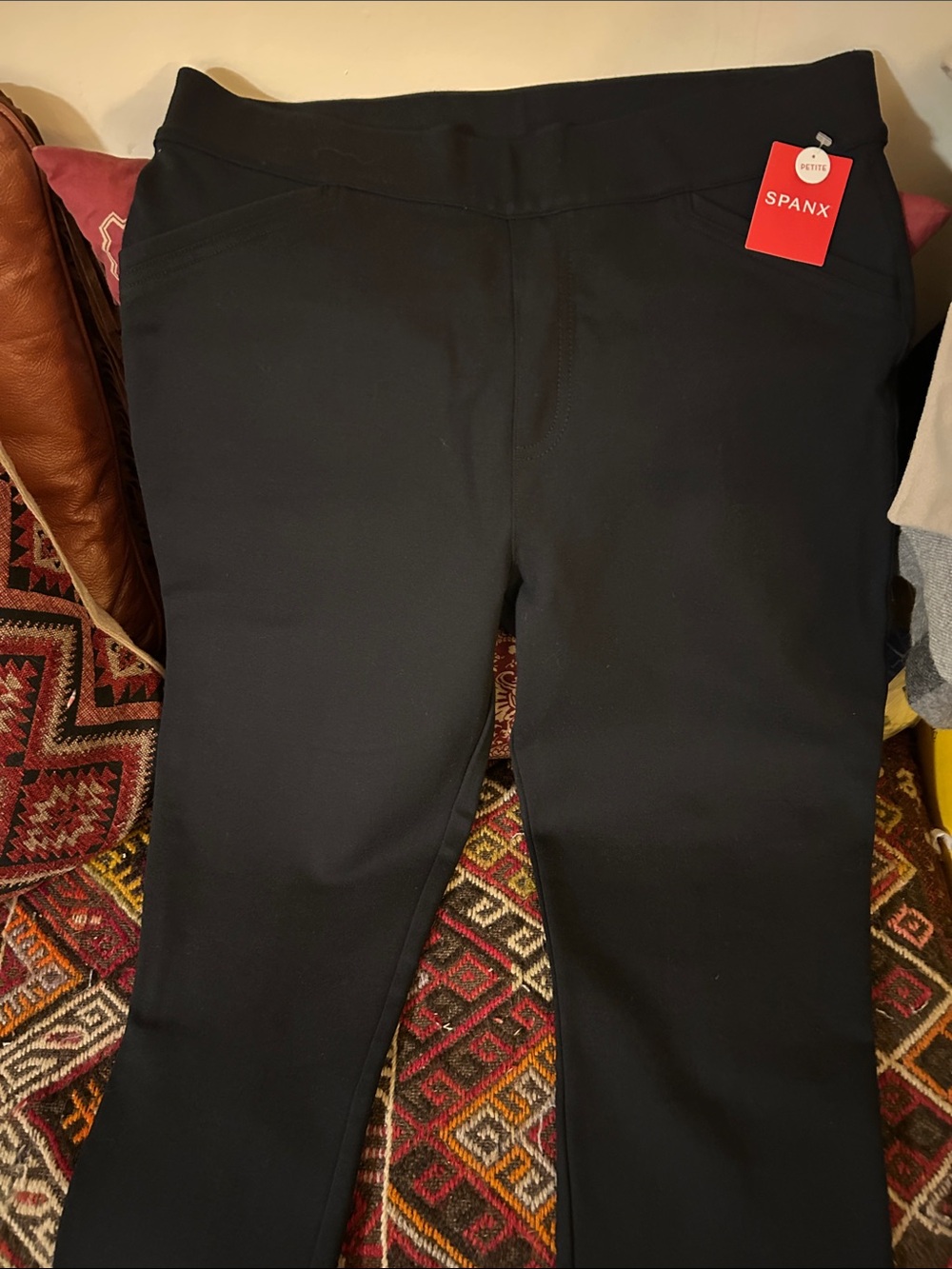 SPANX Womens Black Pull-On Leggings with Elastic Waist